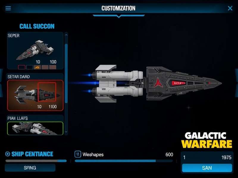 Detailed ship customization in GWN Galactic Warfare Nova ship customization screen